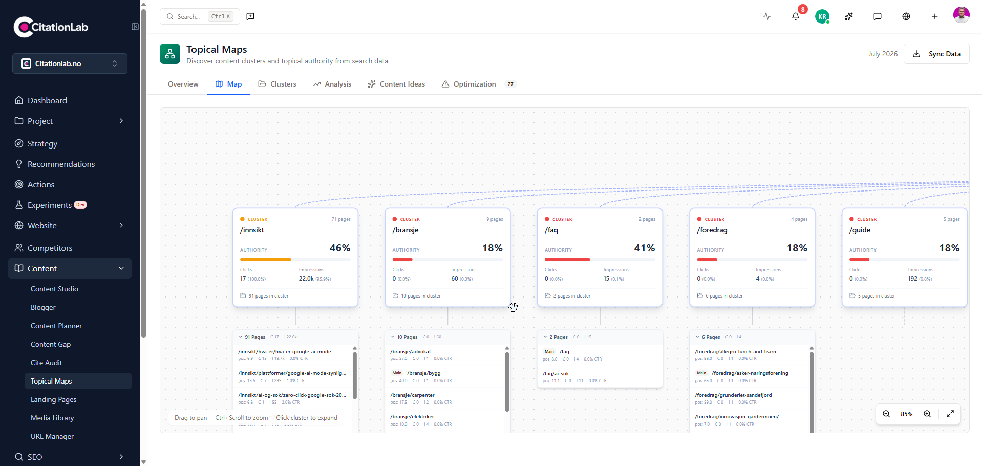Content clusters and topical authority